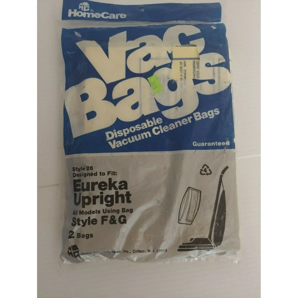 NEW Home Care Eureka Upright Style F & G Disposable Vacuum Cleaner Bag Pack of 2